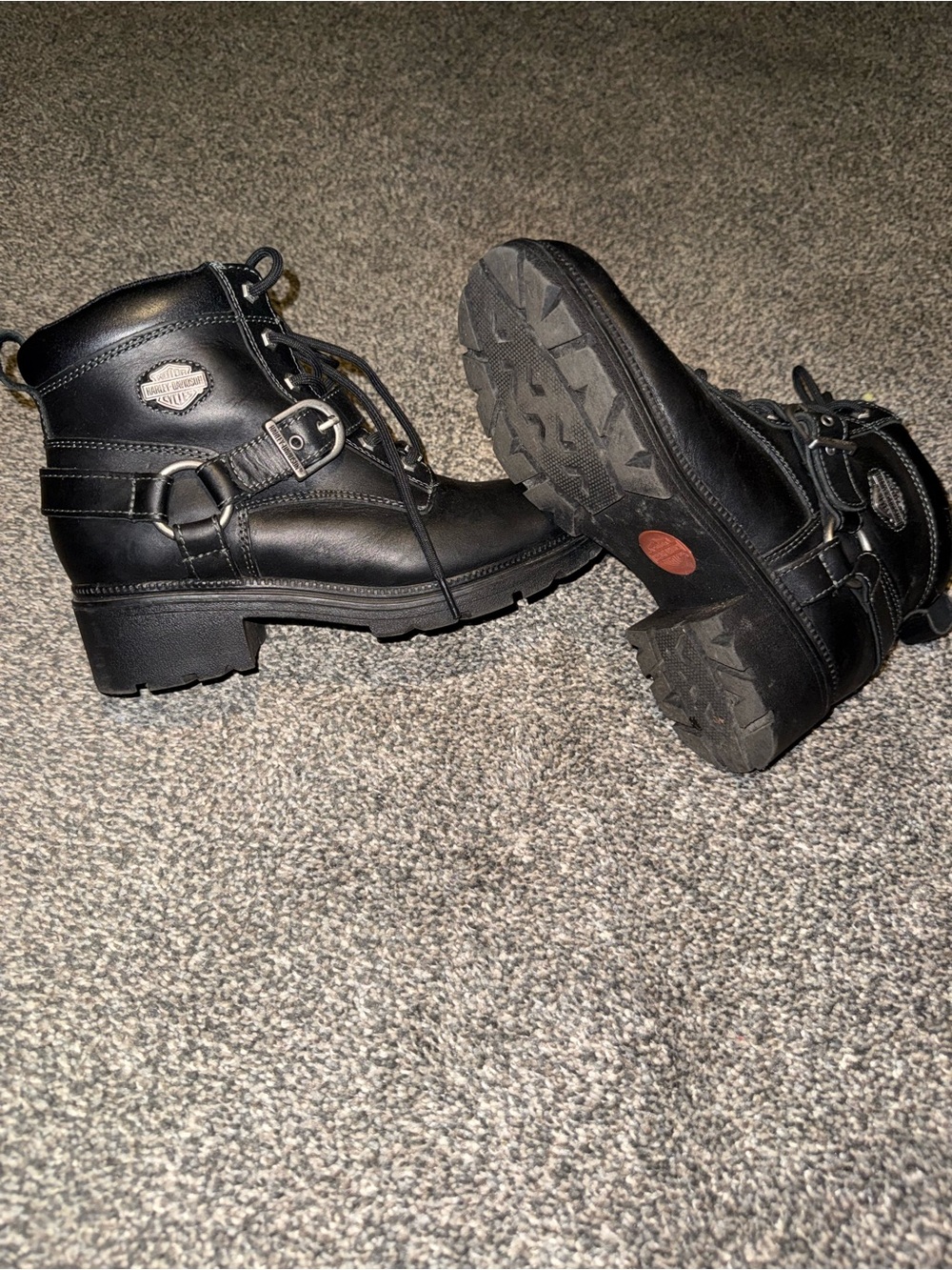Harley-Davidson Women's Black Lace-Up Harness Moto Boots